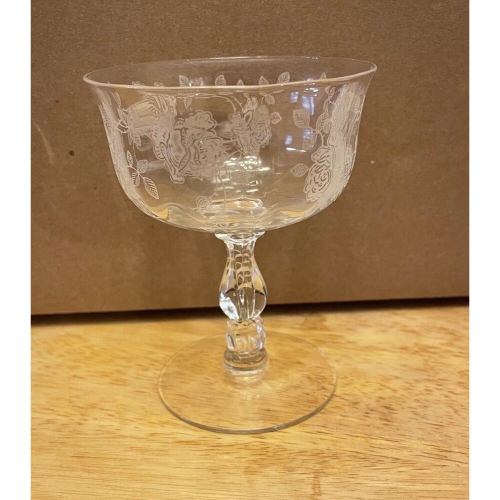 Fostoria Rose Crystal Champagne Glass. Set Of 6
